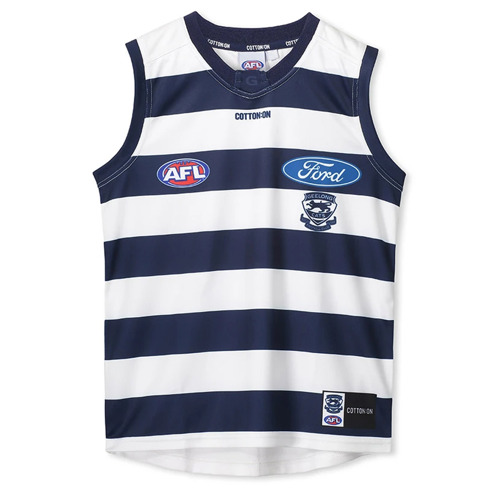 Personalized Geelong Cats AFL Mascot Full Printing Baseball Jersey - Navy  White - Senprintmart Store